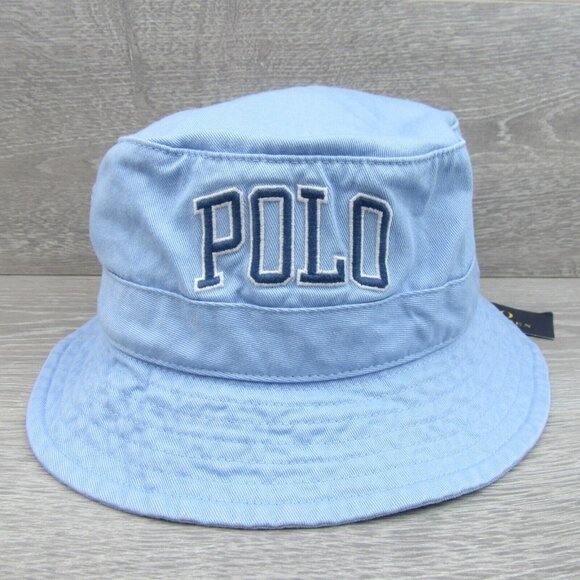 Polo Ralph Lauren Embroidered Bucket Hat Adult Size S/M Powder Blue NEW - Picture 2 of 10